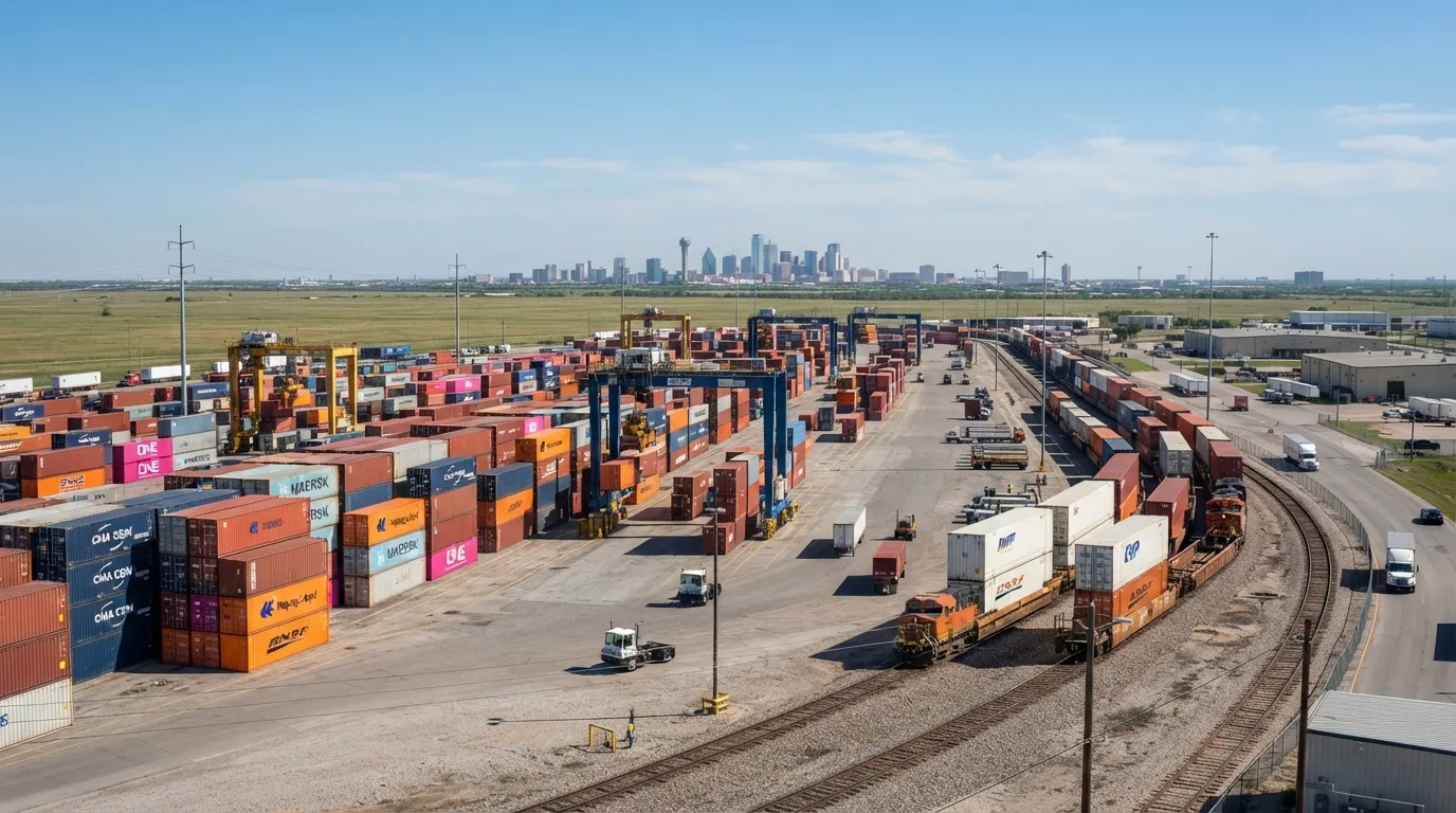 Rail intermodal container yard in North Texas